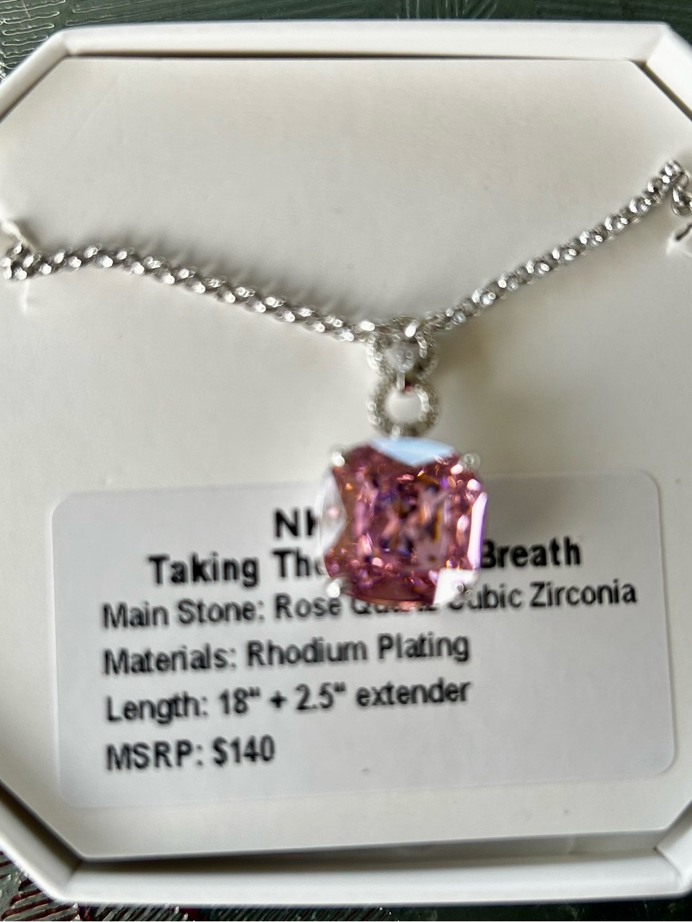Bomb Party OG Necklace with Rose Quartz Cubic Zirconia Pendant